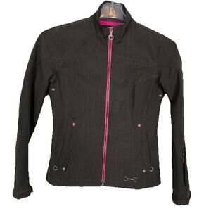 Ariat Equestrian Jacket Women Small Brown w Pink Trim Softshell Western Outdoor